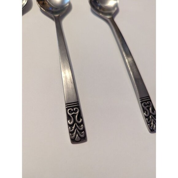 VTG CARLYLE Hong Kong stainless cameo pattern lot 5 teaspoons replacement - Picture 7 of 11